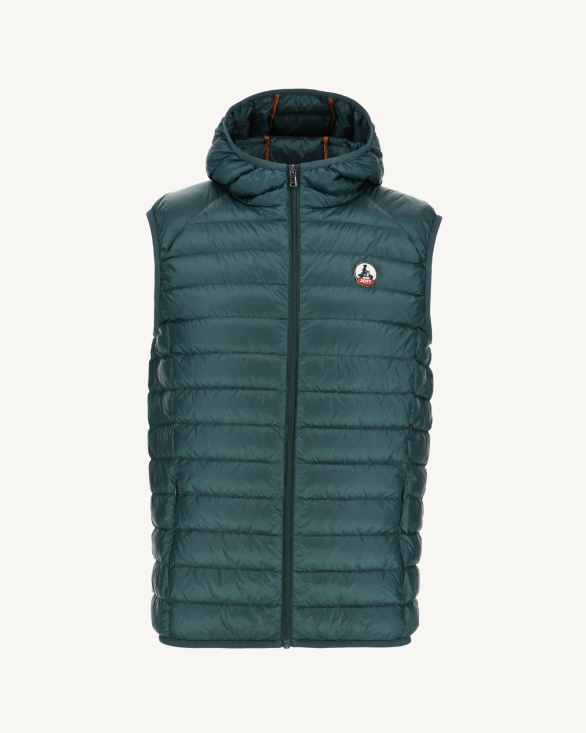 Hooded Sleeveless Down Jacket Vert Fonce Pat Jott UK