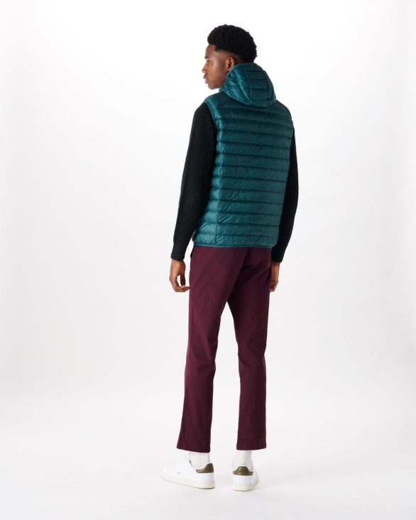 Hooded Sleeveless Down Jacket Vert Fonce Pat Jott UK