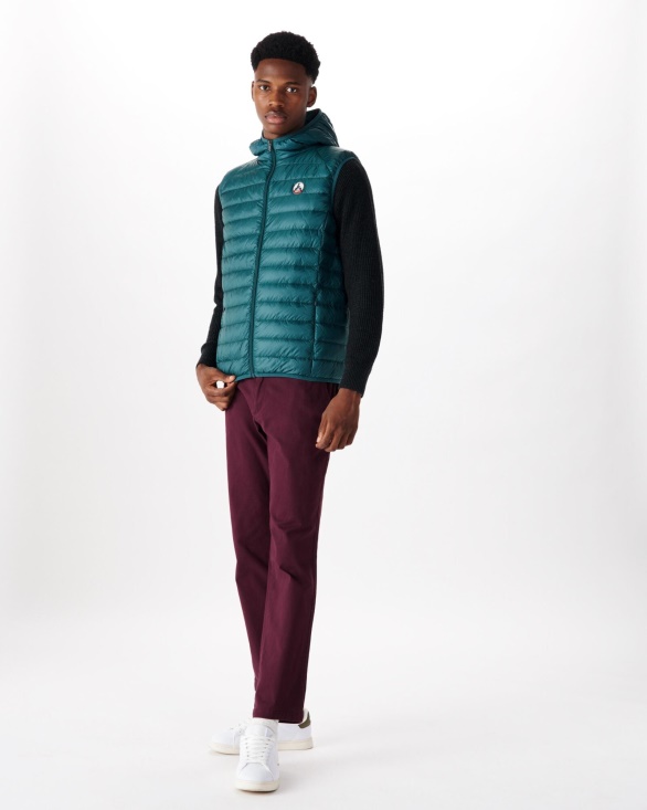 Hooded Sleeveless Down Jacket Vert Fonce Pat Jott UK