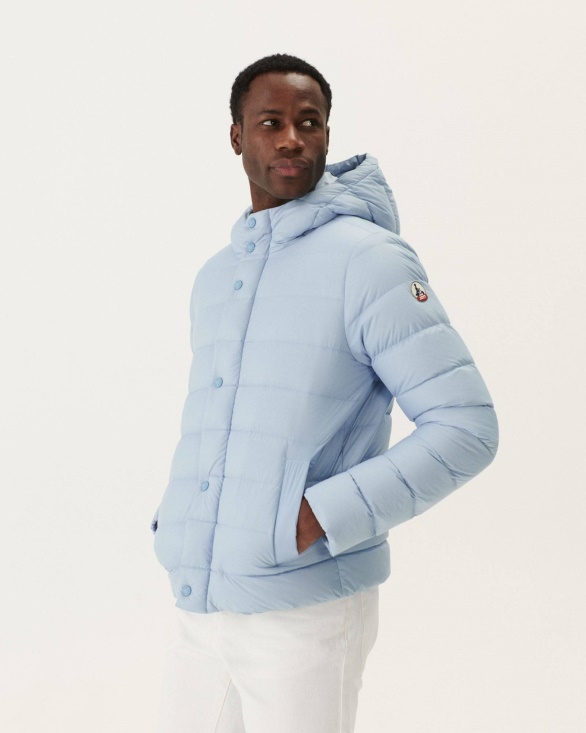 Soft Blue Jorge Hooded Puffer Jacket Jott UK