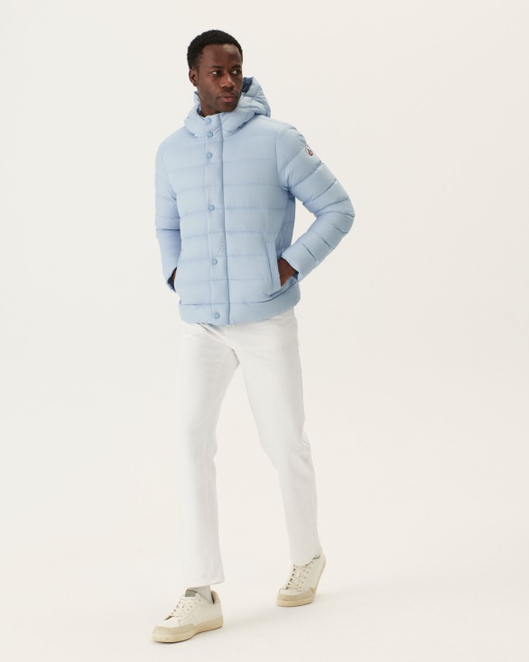 Soft Blue Jorge Hooded Puffer Jacket Jott UK