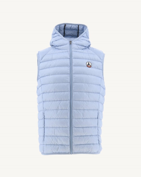 Soft Blue Hooded Sleeveless Down Jacket Pat Jott UK