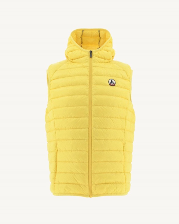 Jott UK Soft Yellow Hooded Sleeveless Down Jacket Pat