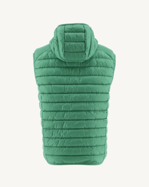 Jott UK Poppy Green Hooded Sleeveless Down Jacket Pat