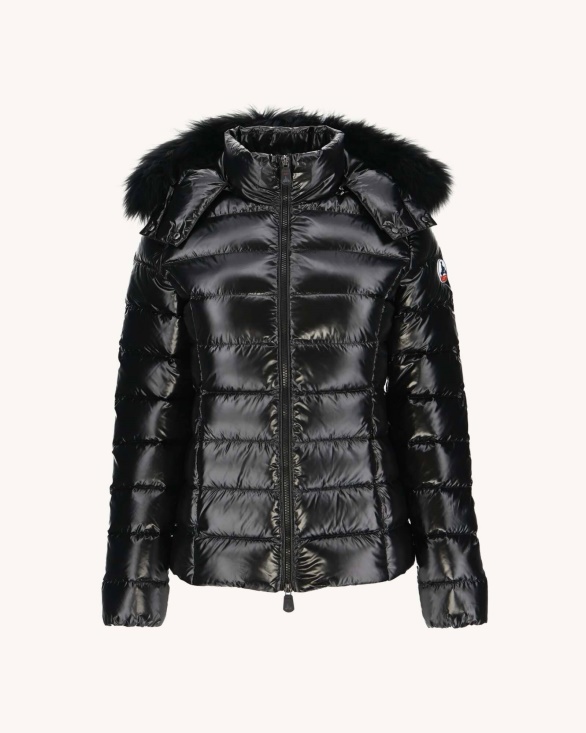 Extreme Cold Lacquered Hooded Down Jacket Noir Luxe Jott UK