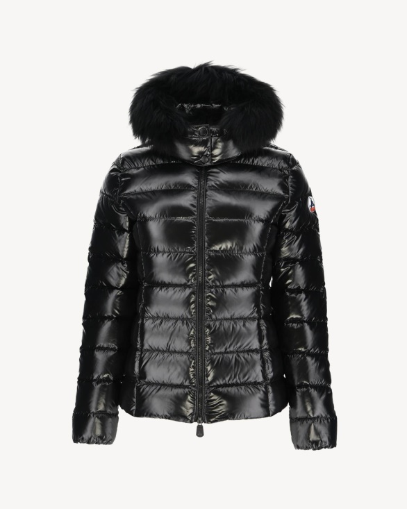 Extreme Cold Lacquered Hooded Down Jacket Noir Luxe Jott UK
