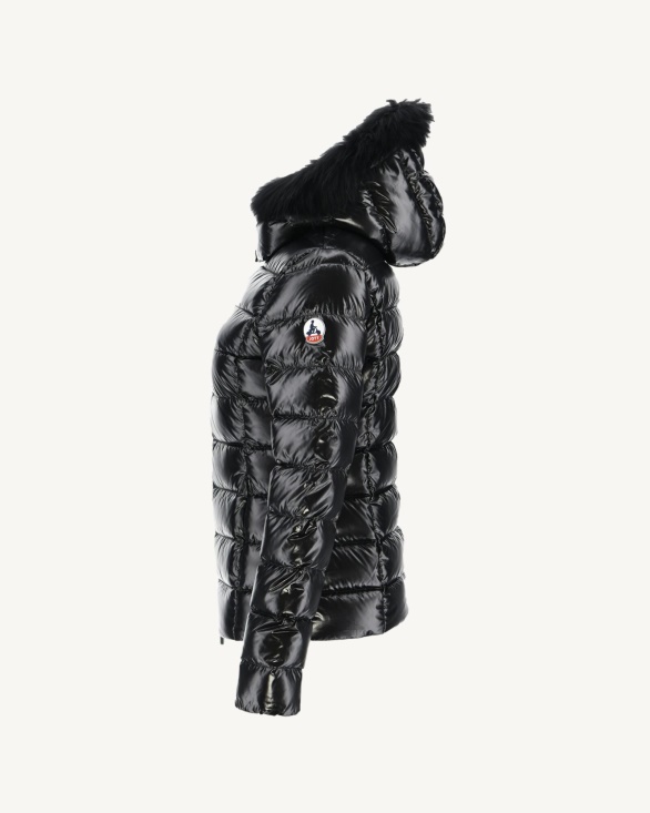 Extreme Cold Lacquered Hooded Down Jacket Noir Luxe Jott UK
