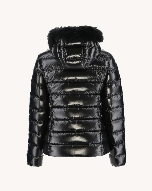 Extreme Cold Lacquered Hooded Down Jacket Noir Luxe Jott UK