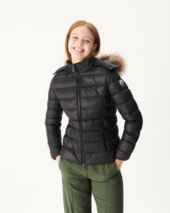 Jott UK Extreme Cold Hooded Down Jacket Noir Luxe