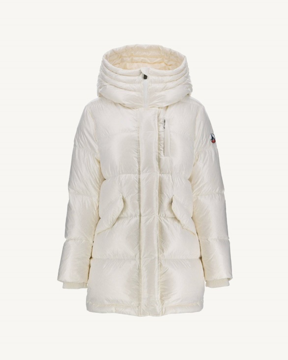 Hooded Lacquered Down Jacket Great Cold Blanc Santa Jott UK