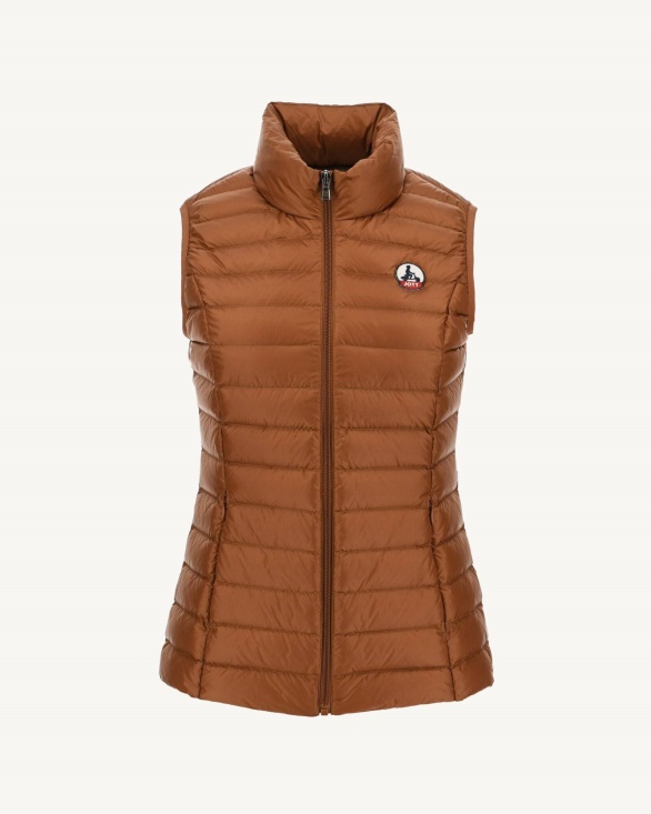 Light Sleeveless Down Jacket Caramel Seda Jott UK
