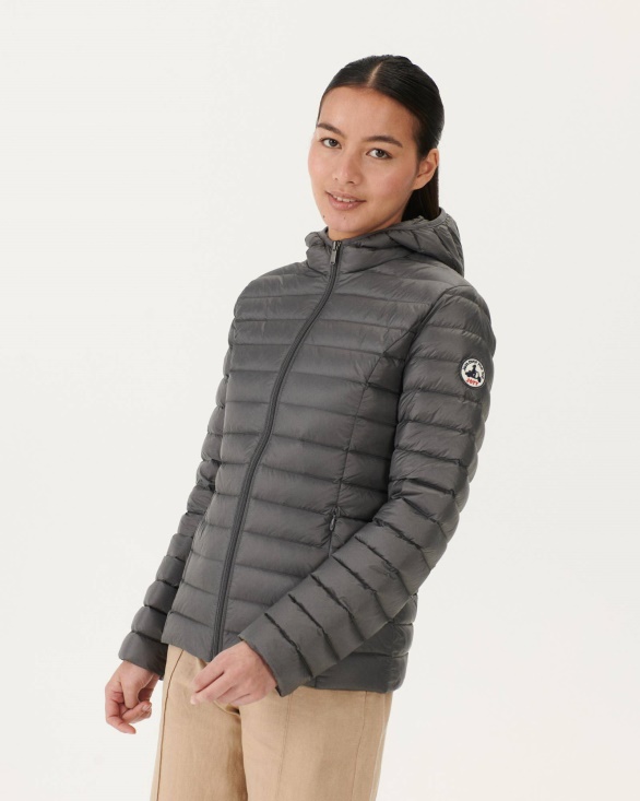Lightweight Hooded Down Jacket Anthracite Cloe Jott UK