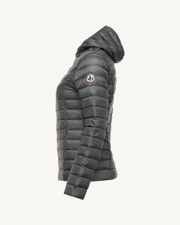 Lightweight Hooded Down Jacket Anthracite Cloe Jott UK