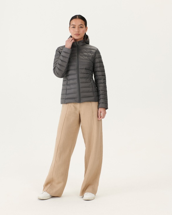 Lightweight Hooded Down Jacket Anthracite Cloe Jott UK