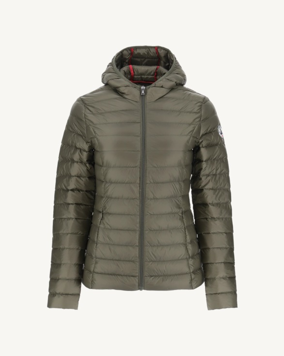 Jott UK Lightweight Hooded Down Jacket Army Cloe