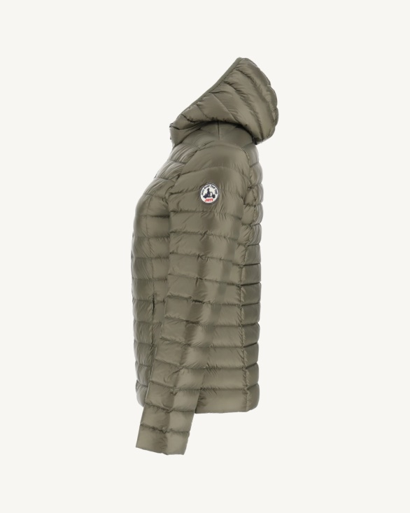 Jott UK Lightweight Hooded Down Jacket Army Cloe