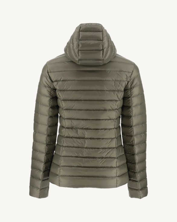 Jott UK Lightweight Hooded Down Jacket Army Cloe