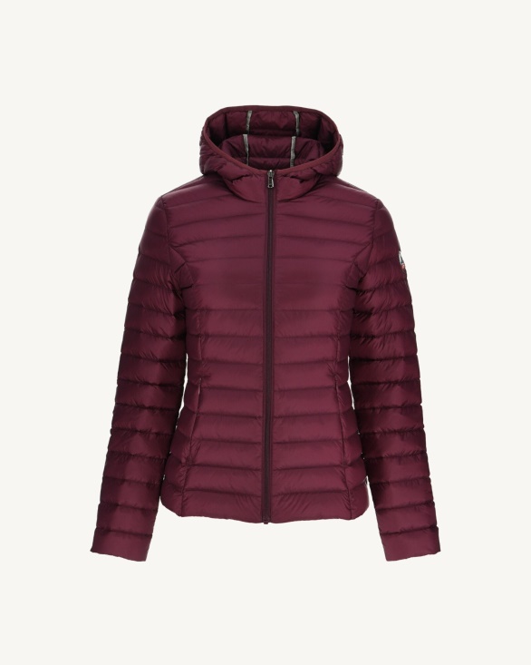 Lightweight Hooded Down Jacket Aubergine Cloe Jott UK