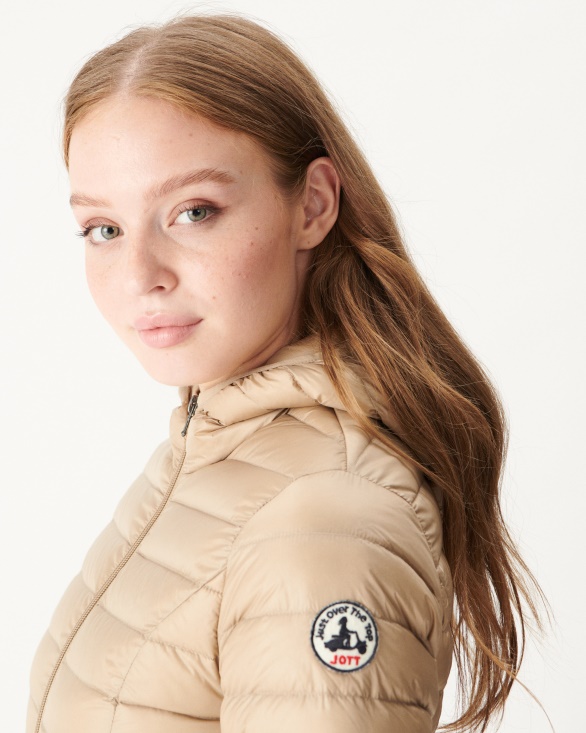 Jott UK Lightweight Hooded Down Jacket Beige Cloe
