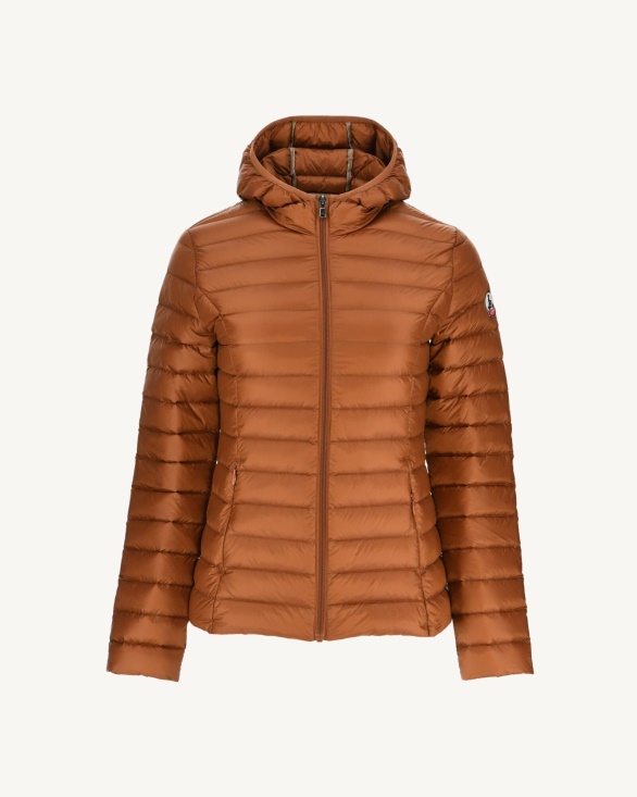 Lightweight Hooded Down Jacket Caramel Cloe Jott UK