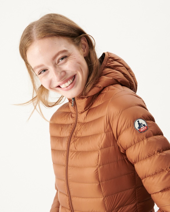 Lightweight Hooded Down Jacket Caramel Cloe Jott UK