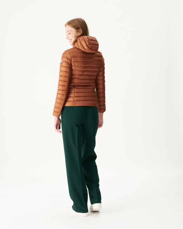 Lightweight Hooded Down Jacket Caramel Cloe Jott UK