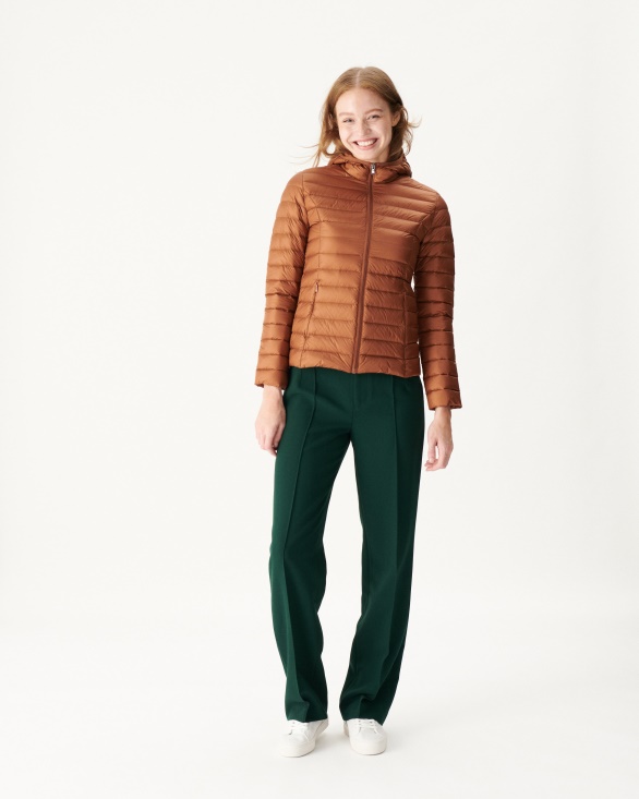 Lightweight Hooded Down Jacket Caramel Cloe Jott UK