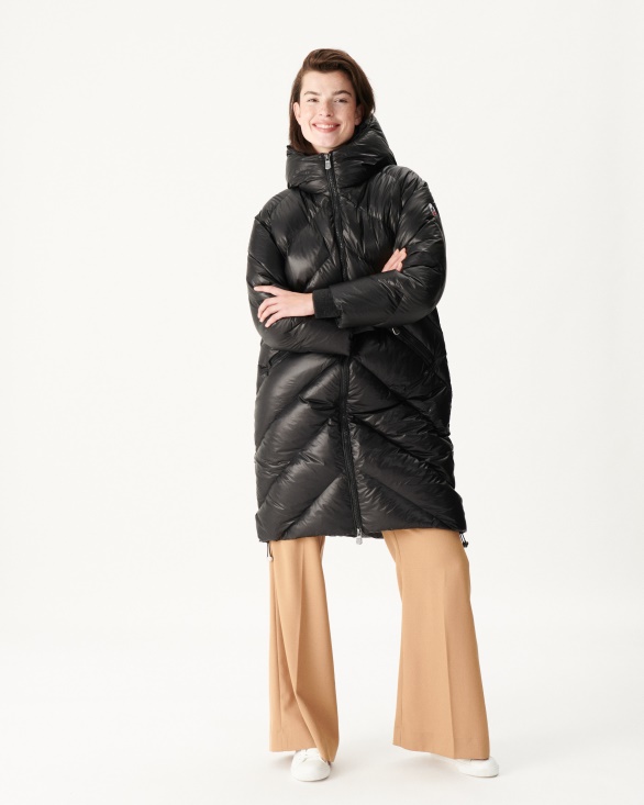 Extreme Cold Hooded Long Down Jacket Noir Comet Jott UK