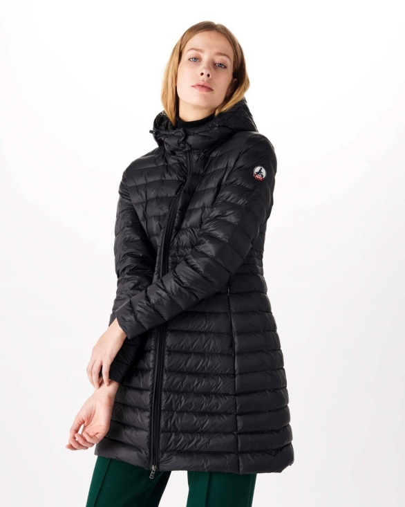 Long Hooded Down Jacket Noir Vero Jott UK