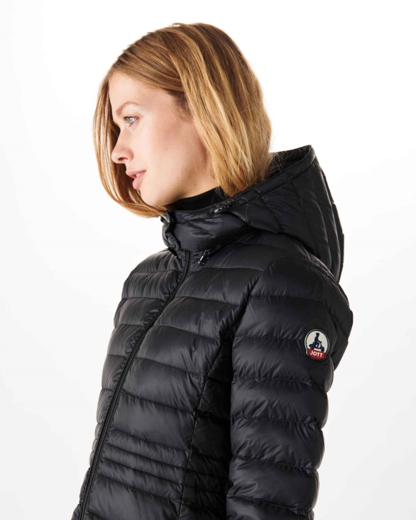 Long Hooded Down Jacket Noir Vero Jott UK