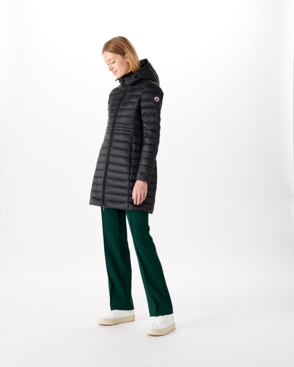 Long Hooded Down Jacket Noir Vero Jott UK