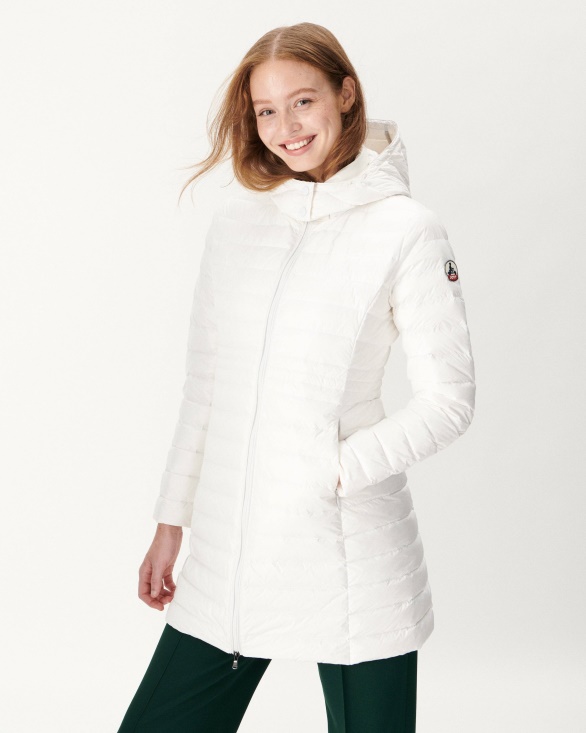 Jott UK Long Hooded Down Jacket Blanc Vero
