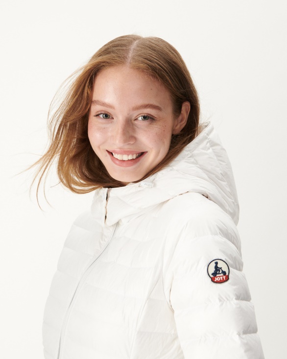 Jott UK Long Hooded Down Jacket Blanc Vero