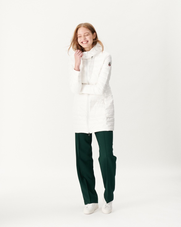 Jott UK Long Hooded Down Jacket Blanc Vero