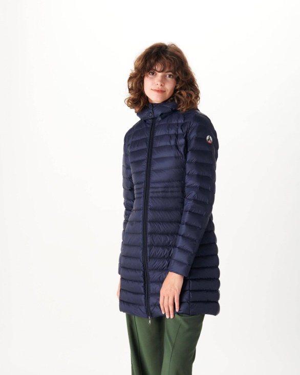 Long Hooded Down Jacket Marine Vero Jott UK