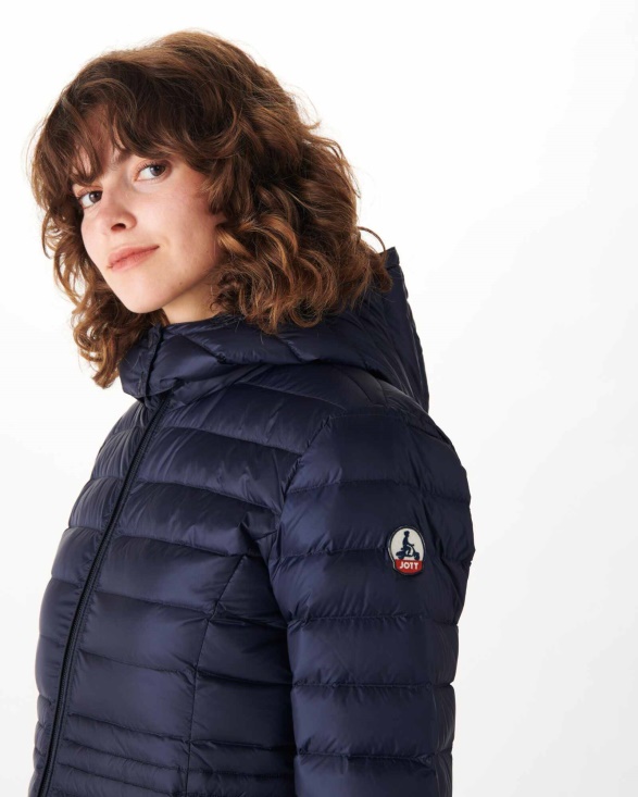 Long Hooded Down Jacket Marine Vero Jott UK
