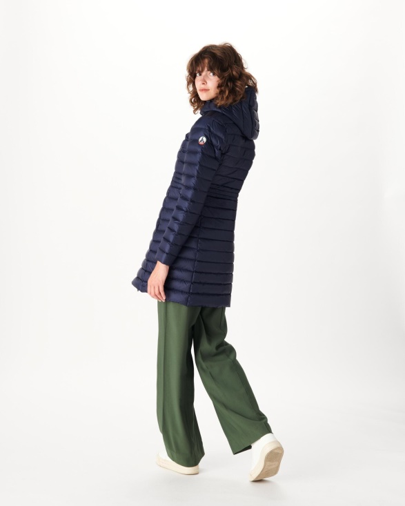 Long Hooded Down Jacket Marine Vero Jott UK