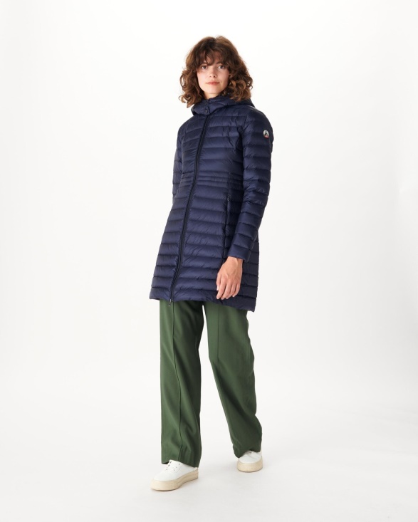 Long Hooded Down Jacket Marine Vero Jott UK