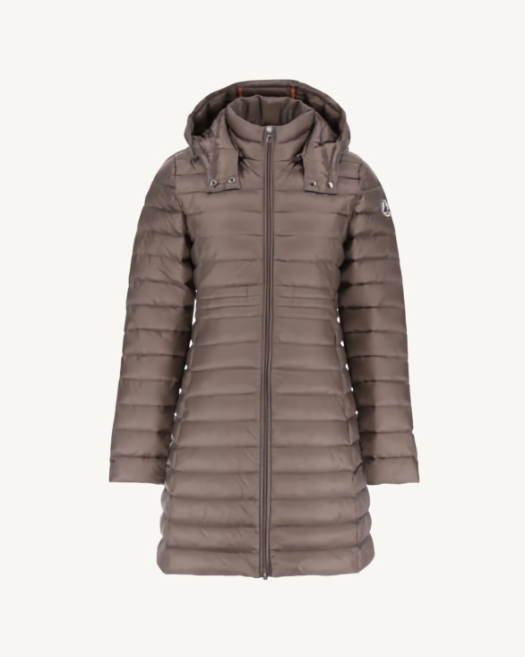 Jott UK Long Hooded Down Jacket Taupe Vero