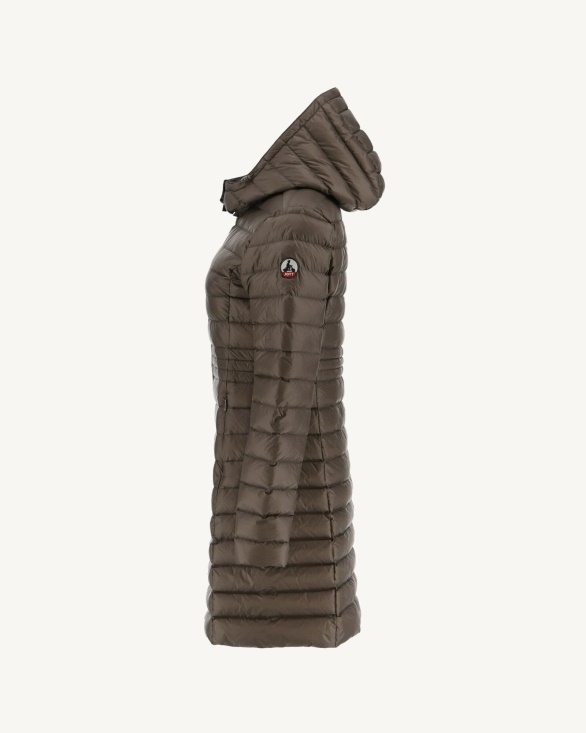 Jott UK Long Hooded Down Jacket Taupe Vero