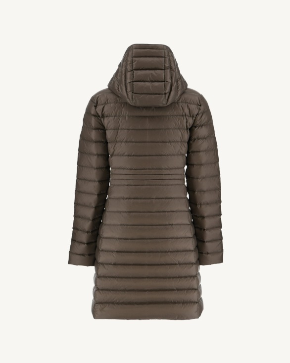 Jott UK Long Hooded Down Jacket Taupe Vero