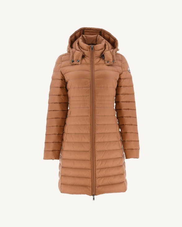 Long Hooded Down Jacket Camel Vero Jott UK