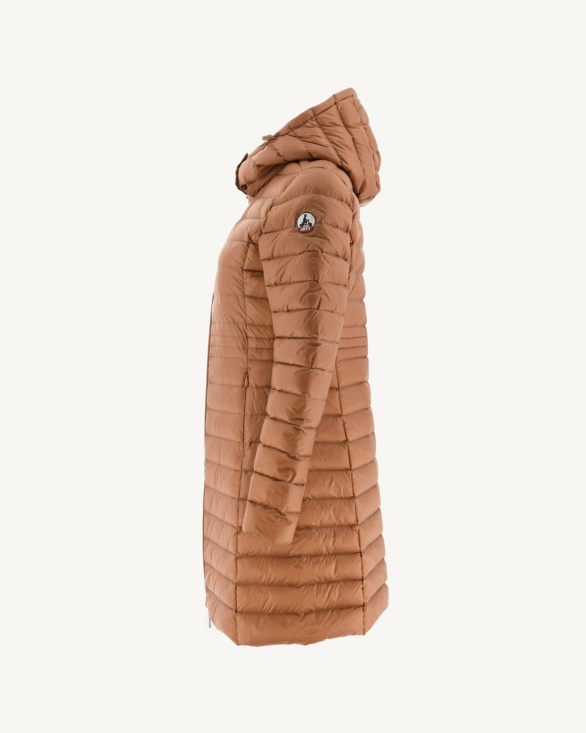 Long Hooded Down Jacket Camel Vero Jott UK