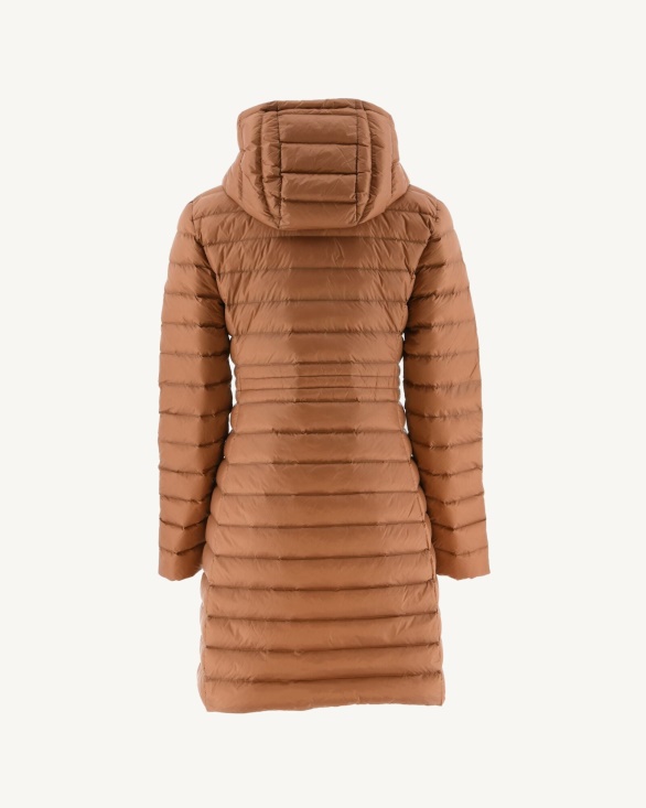 Long Hooded Down Jacket Camel Vero Jott UK