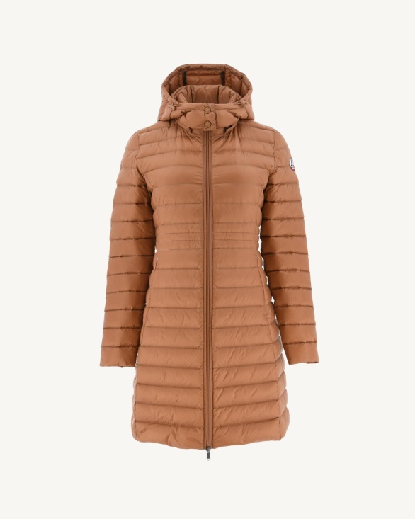 Long Hooded Down Jacket Camel Vero Jott UK