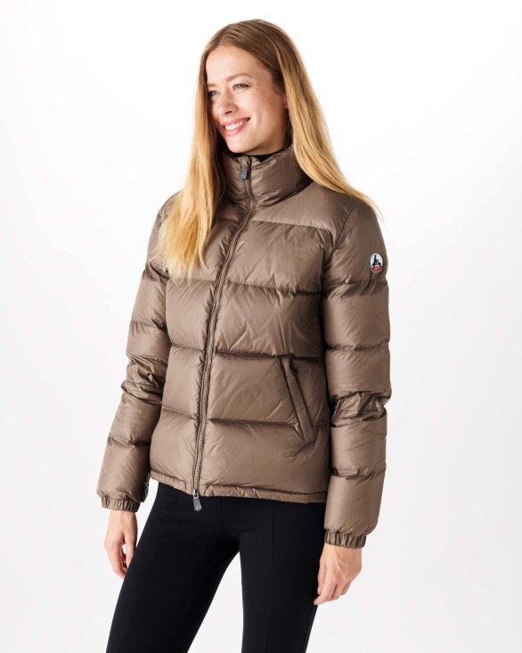 Jott UK Extreme Cold Quilted Down Jacket Taupe Cardiff