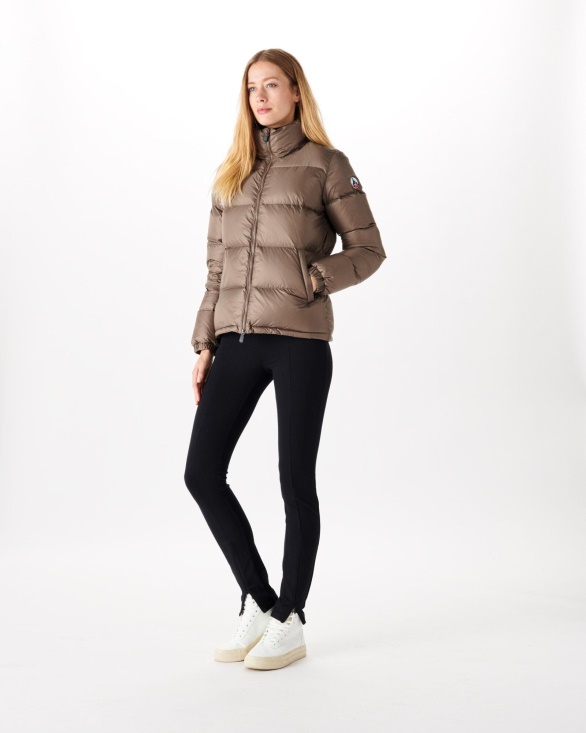 Jott UK Extreme Cold Quilted Down Jacket Taupe Cardiff