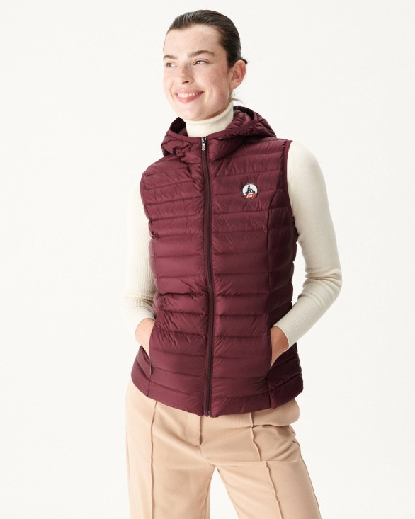 Light Sleeveless Down Jacket Aubergine Mali Jott UK