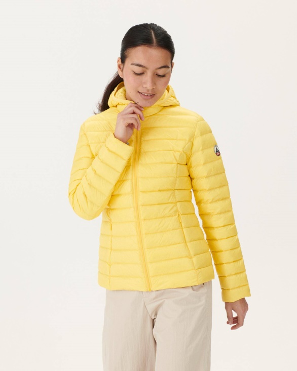 Jott UK Lightweight Hooded Down Jacket Soft Yellow Cloe