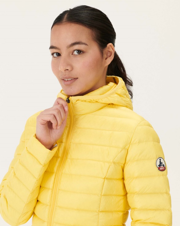 Jott UK Lightweight Hooded Down Jacket Soft Yellow Cloe